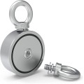 Magnet neodim oală D 48 mm cu două cârlige inelare și două fețe x 70 kg - magnet fishing demontat