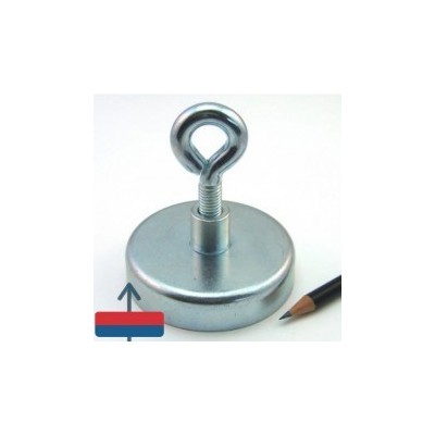 Magnet neodim oala D75 mm cu cârlig inelar cu guler