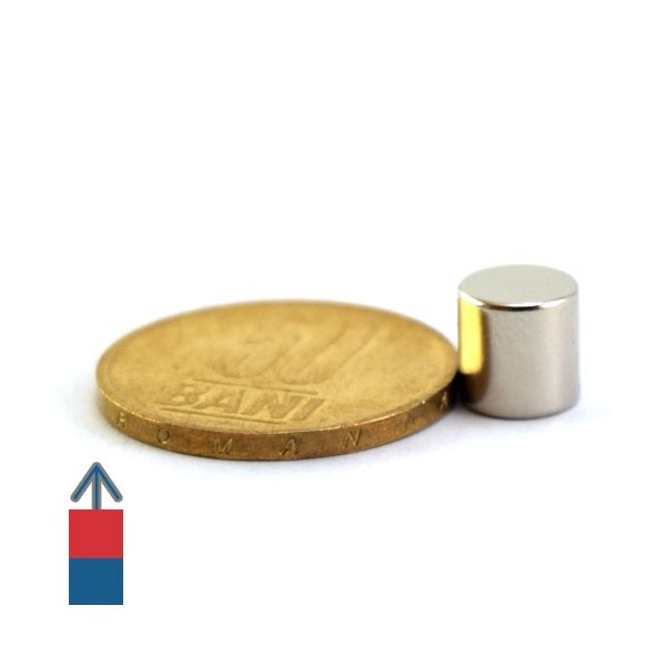 Magnet neodim cilindru / disc 8 x 8 mm N52 - de jos