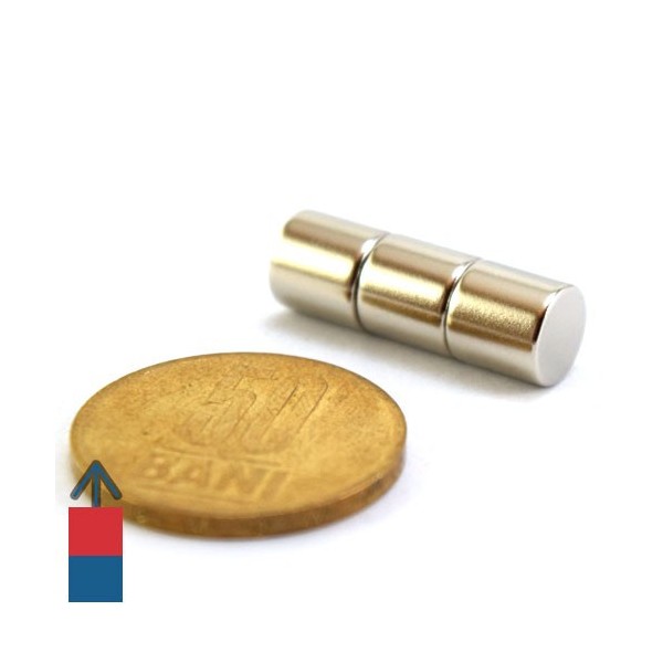 Magnet neodim cilindru 08 x 08 mm - 3 buc cu 50 bani
