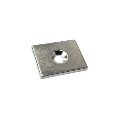 Magnet neodim bloc 19 x 15 x 2 mm cu gaură îngropată D3,5 / D6,5 mm
