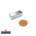 Magnet neodim bloc 40 x 15 x 15 mm N52 cu magnetizare si moneda de 50 bani