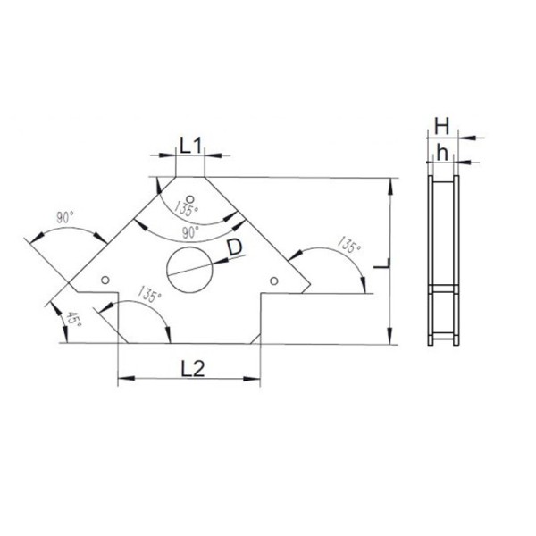Dispozitiv magnetic fixare piese sudură 122 x 25 x 20 mm - tip A - schema