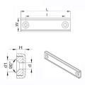 Magnet neodim bloc 100 x 13,5 x 5 mm, tip oală, dreptunghiular, cu 2 găuri D 3,3 și șanfren D 6,5 - schema
