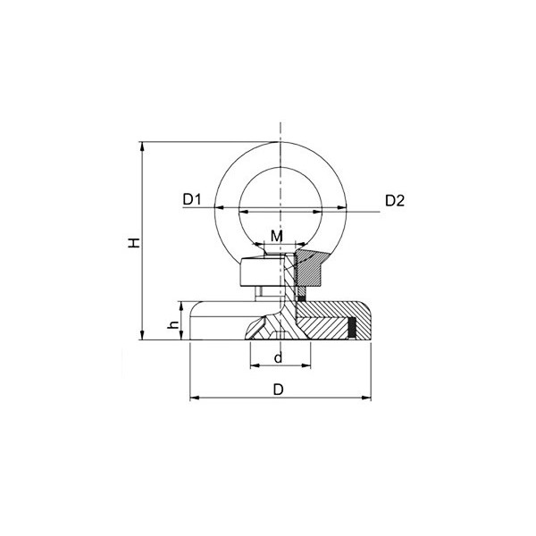 Magnet neodim oala D 90 mm carlig inelar schema