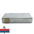 Magnet neodim bloc 140 x 70 x 25 mm grosimea comparabilă cu moneda de 50 bani