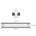 Magnet neodim bloc 80 x 13,5 x 5 mm, în carcasă, cu 2 găuri D 3,3 și șanfren D 6,5 - schema