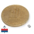 Magnet neodim disc 2,5 x 1 mm N52 - cu magnetizare și moneda de 50 bani