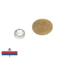 Magnet neodim inel D 10 x H 3 mm - oală fără carcasă - cu magnetizare și moneda de 50 bani