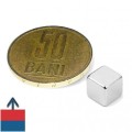 Magnet neodim cub 8 mm cu magnetizare și moneda de 50 bani