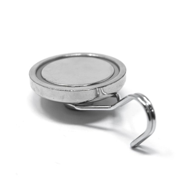 Magnet neodim oală D 42 mm cu cârlig / cuier rotativ - verso