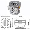 Separator magnetic rotund D: 273mm, H: 286mm cu două grile dreptunghiulare 308 x 305 mm și flanșă circulară 2