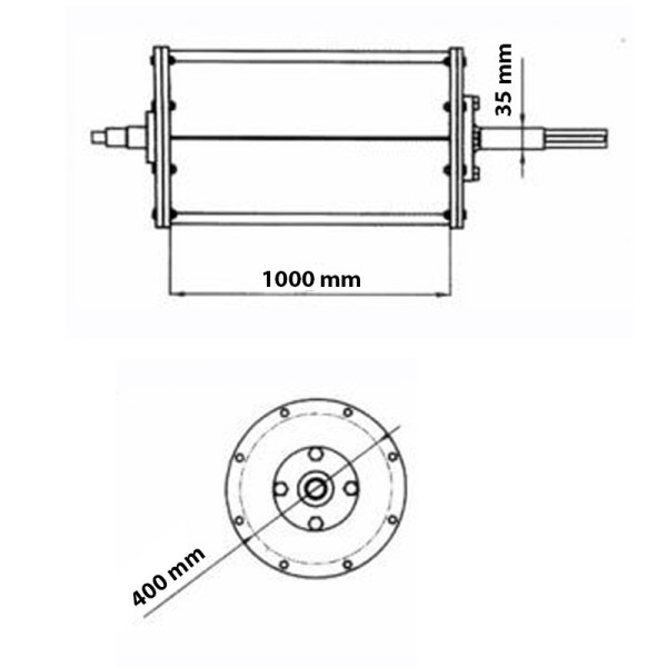 Tambur magnetic half 1000 x 400 mm cu magneți din ferită pentru separare magnetică dimensiuni