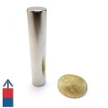 Magnet neodim cilindru 12 x 60 mm N52 cu moneda de 50 bani