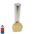 Magnet neodim cilindru 12 x 60 mm cu moneda de 50 bani verticala