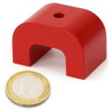 Magnet AlNiCo potcoavă 40 x 25 x 25 mm - cu moneda de 1 euro