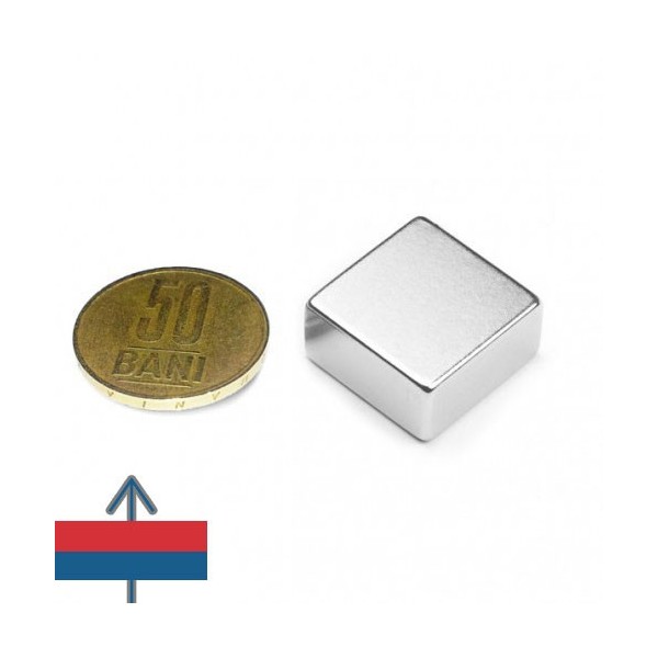 Magnet neodim bloc 20 x 20 x 10 mm cu magnetizare