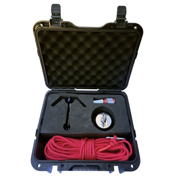 Set magnet fishing 360° D 65 x H 45 mm, 440/110 kg, funie 8 mm, ancoră și cutie