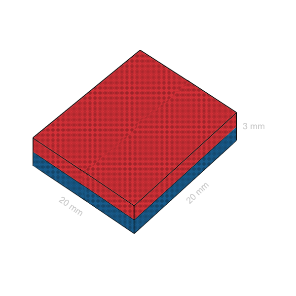 Magnet neodim bloc 20 x 20 x 03 mm C