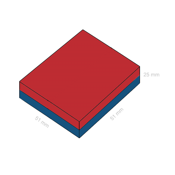Magnet neodim bloc 50 x 50 x 25 mm dimensiuni