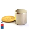Magnet neodim cilindru / disc 20 x 20 mm N52 - cu moneda de 50 bani